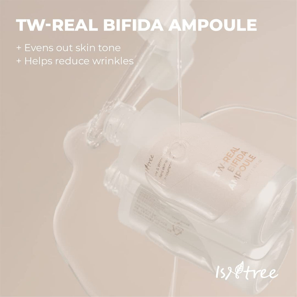 IsNtree TW-Real Bifida Collagen Ampoule close-up highlights anti-aging benefits for fine lines.
