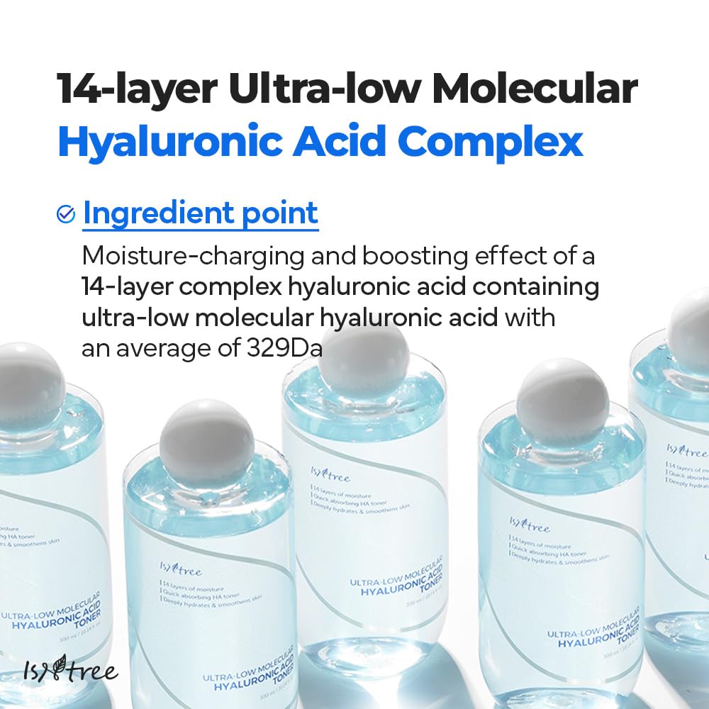 ISNTREE Ultra-Low Molecular Hyaluronic Acid Toner 300ml packaging display