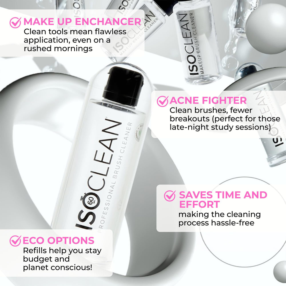 Isoclean Professional Brush Cleaner fast-dry feature enables 60-second reuse.