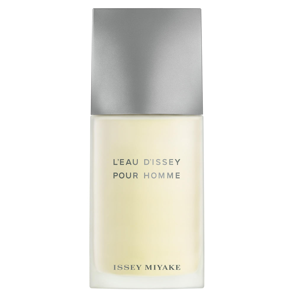Issey Miyake L'Eau d'Issey Pour Homme bottle shows a rectangular design for timeless sophistication.