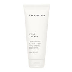 Issey Miyake L'Eau D'Issy body lotion bottle close-up for daily hydration.