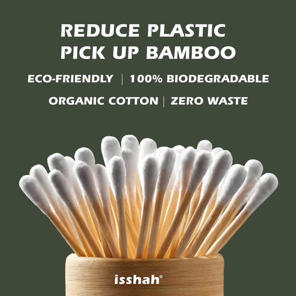Isshah bamboo cotton swabs bamboo handle emphasizes sustainable material in daily care.