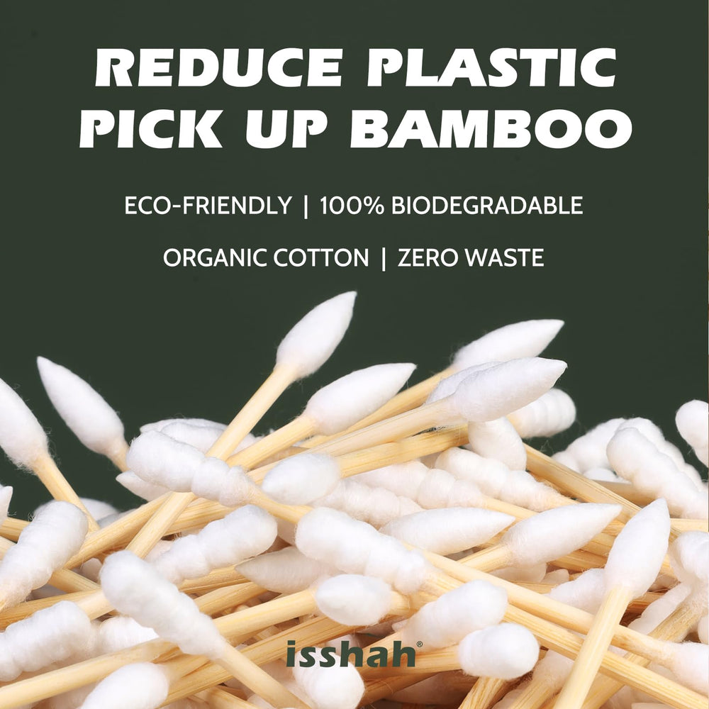 Isshah bamboo cotton swab close-up showing soft cotton tip.