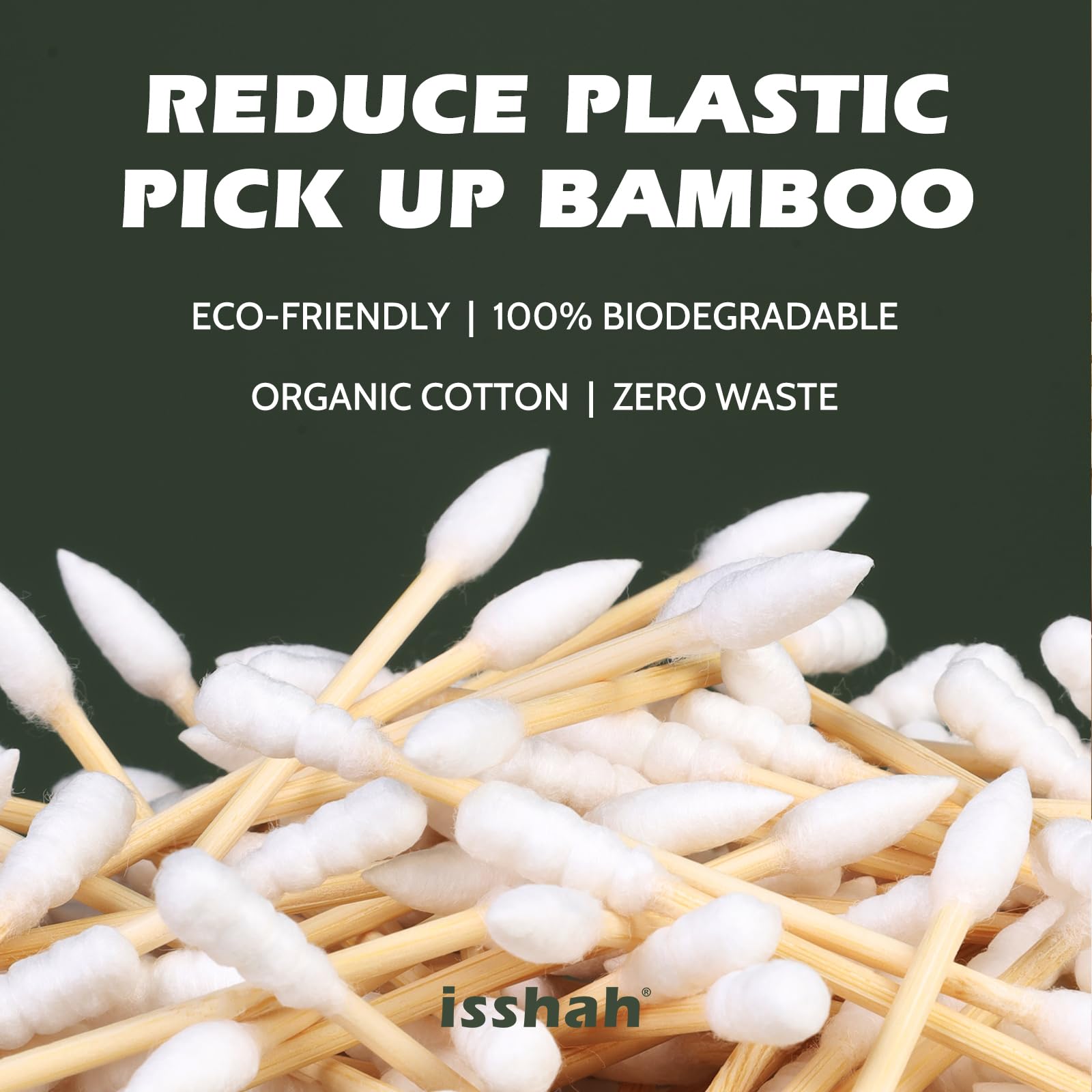 Isshah bamboo cotton swab close-up showing soft cotton tip.