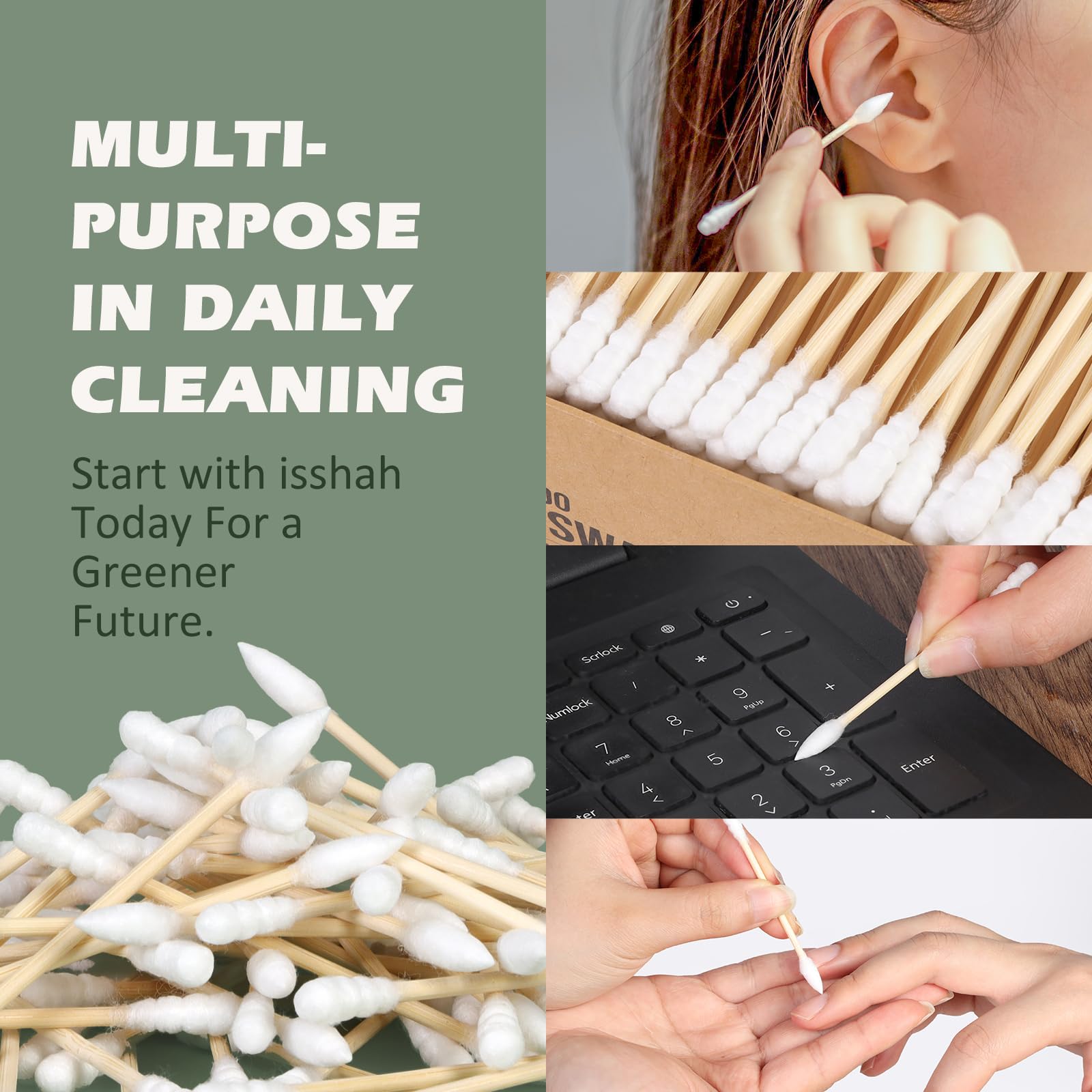 Isshah swabs for makeup removal and precise touch-ups.