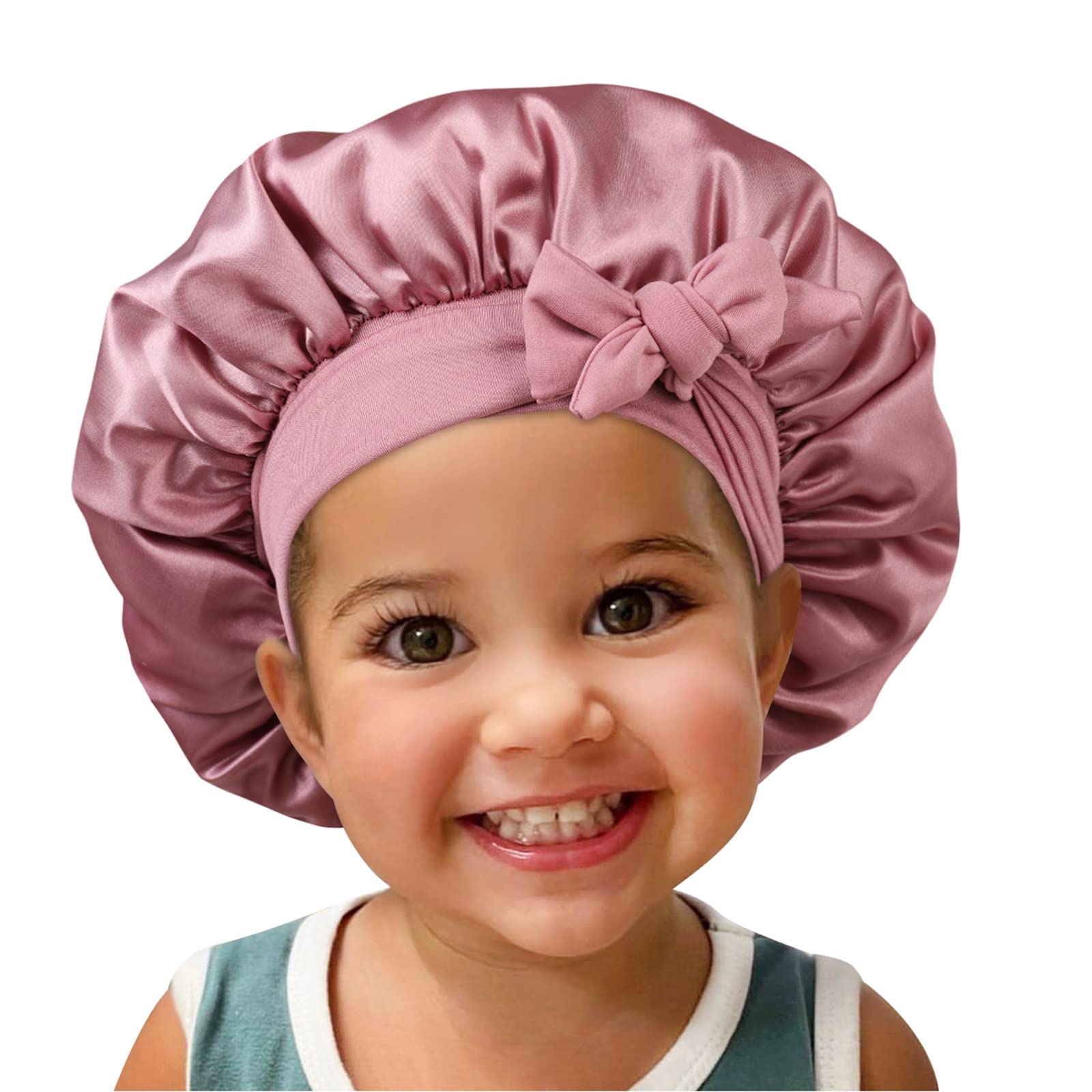 Isshin Beauty adjustable straps satin kid bonnet—versatile for different head sizes.