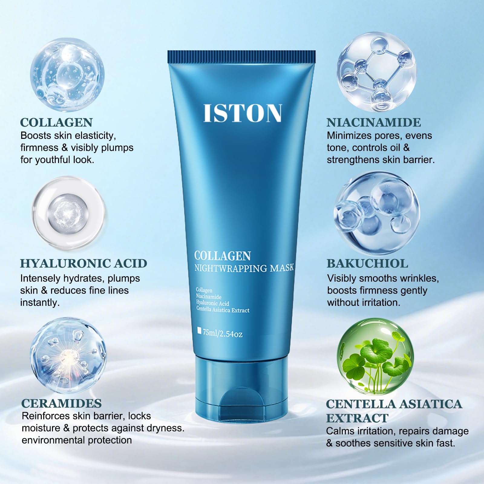 ISTON Collagen Night Wrapping Mask film dries to transparent state.
