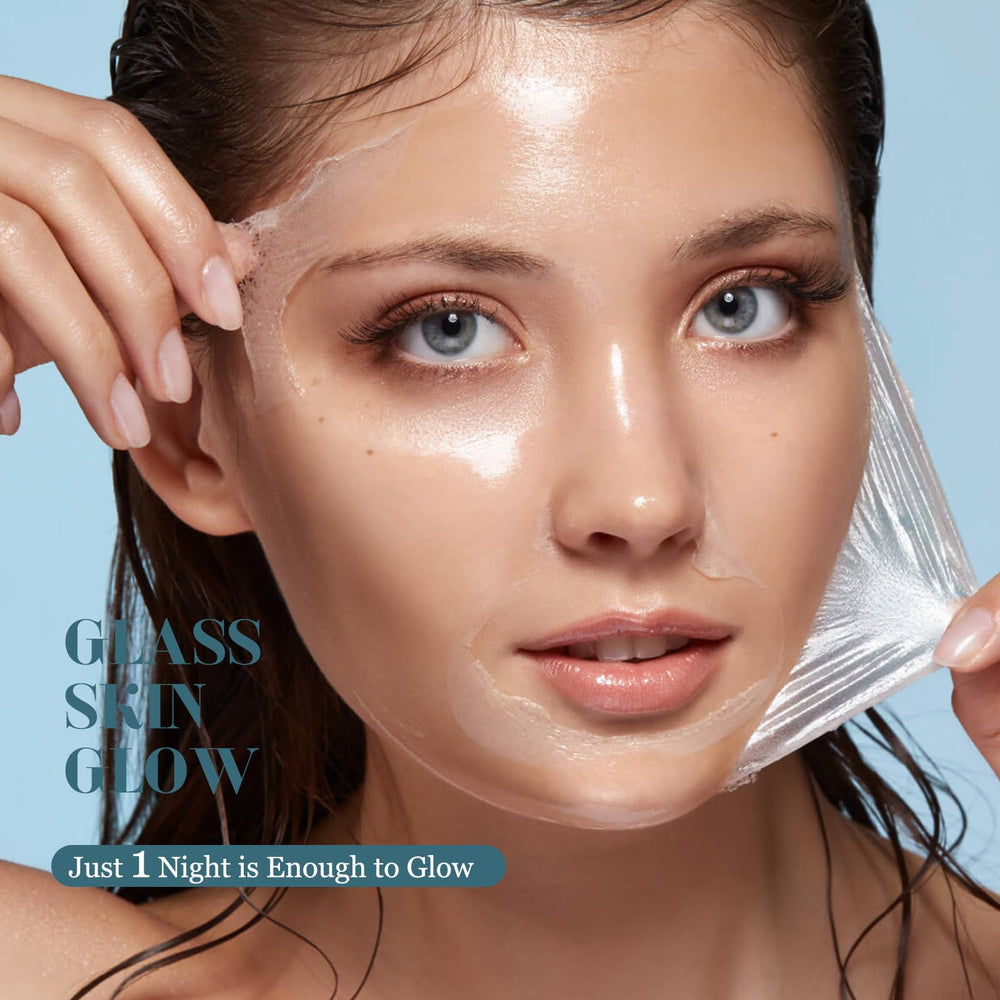 ISTON Collagen Night Wrapping Mask peel-off action from outer edges.