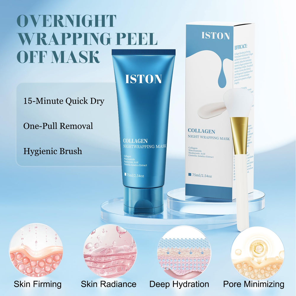 ISTON Collagen Night Wrapping Mask reveals firmer, radiant skin.