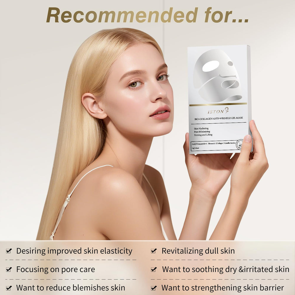 ISTON hypoallergenic mask label indicates skin safe formula for sensitive skin.