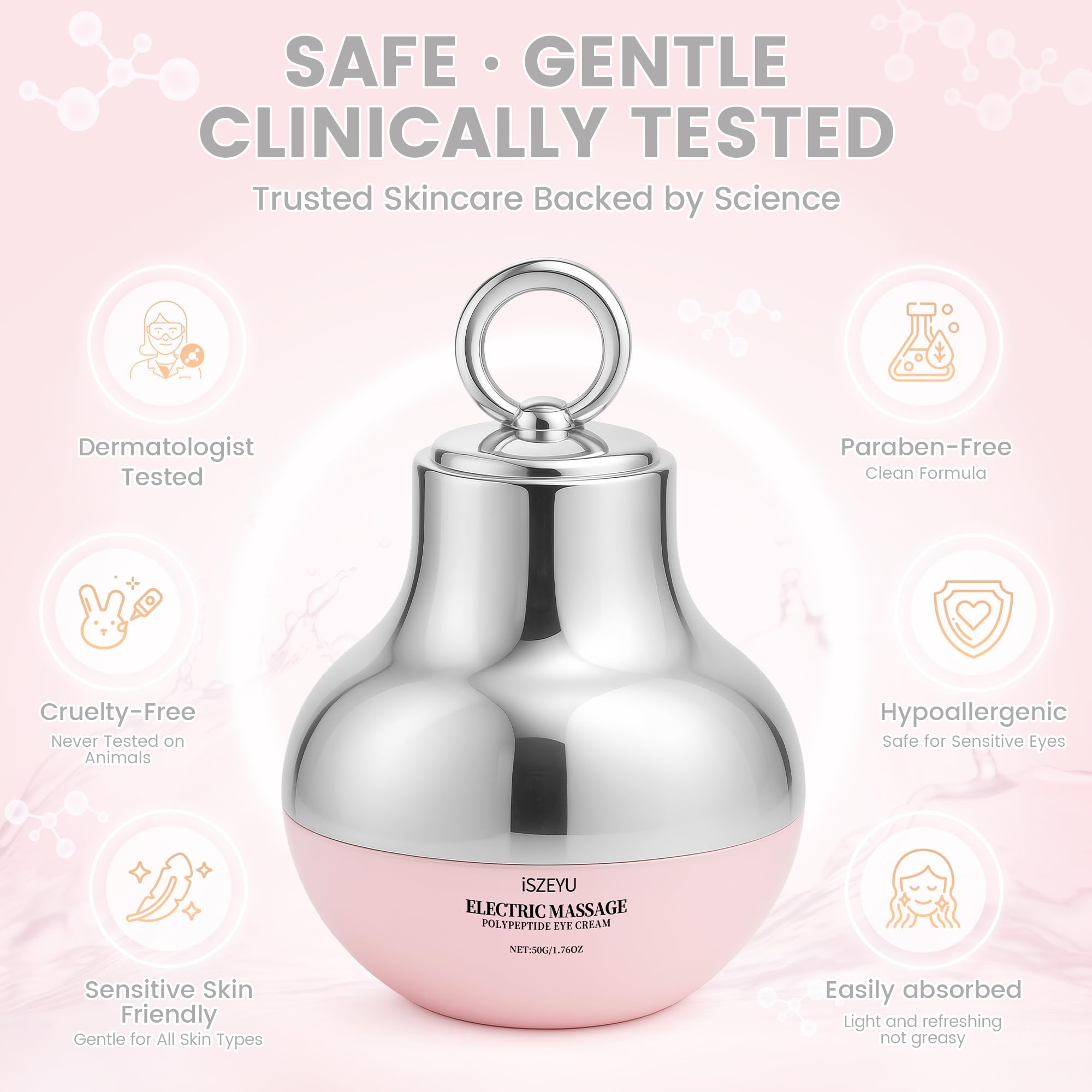 iSZEYU electric massage eye cream delivers gentle vibration around the eye area