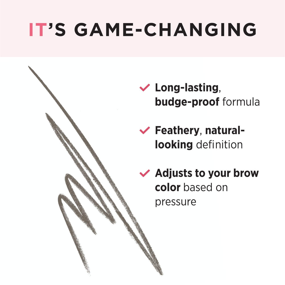 IT Cosmetics Brow Power Micro universal taupe shows adaptive shade for versatile brow color