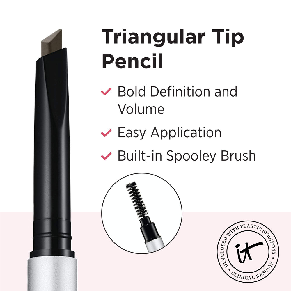 IT Cosmetics Brow PowerFULL wide-side application for fullness and smooth color.