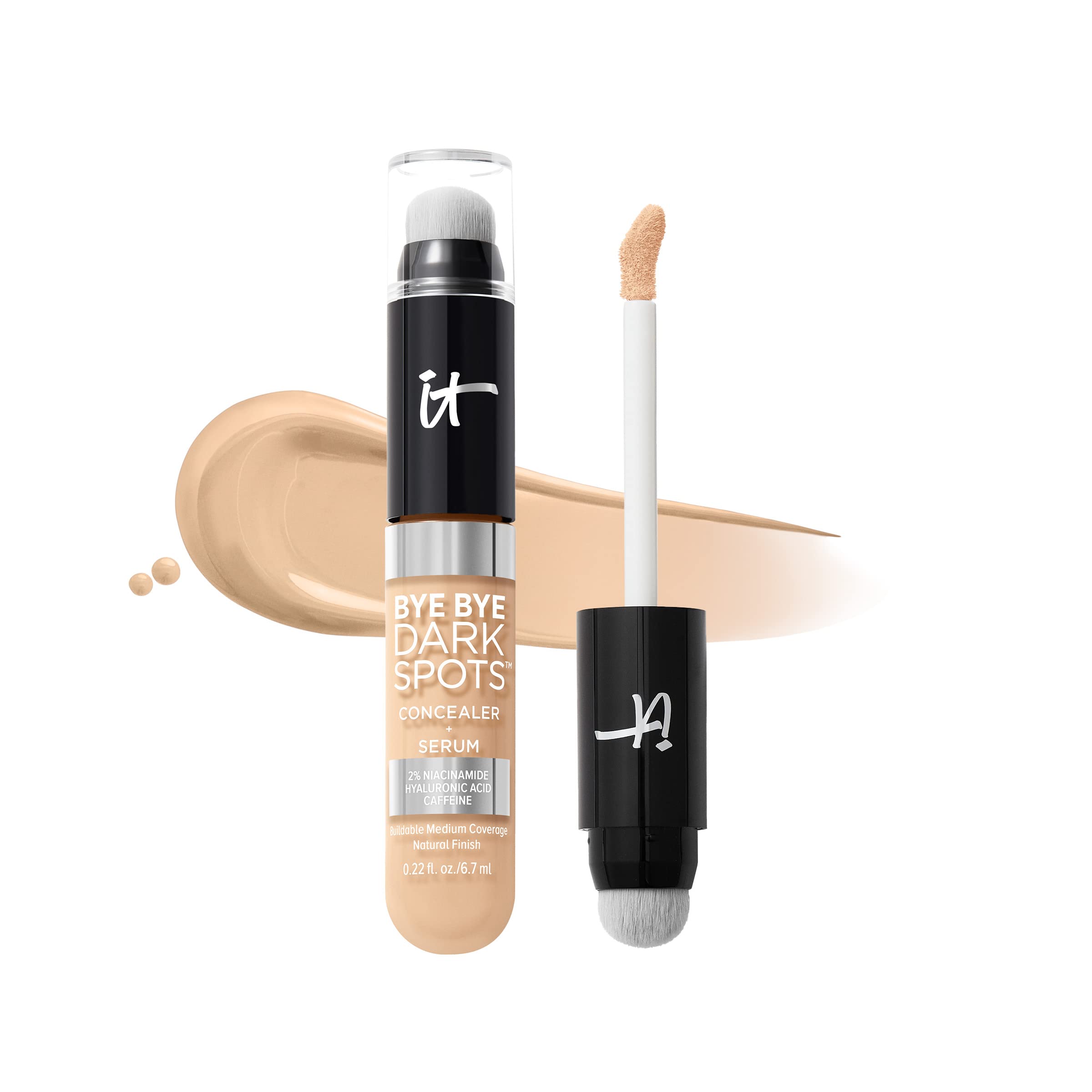 IT Cosmetics Bye Bye Dark Spots serum-tube highlights brightening formula for even skin tone.