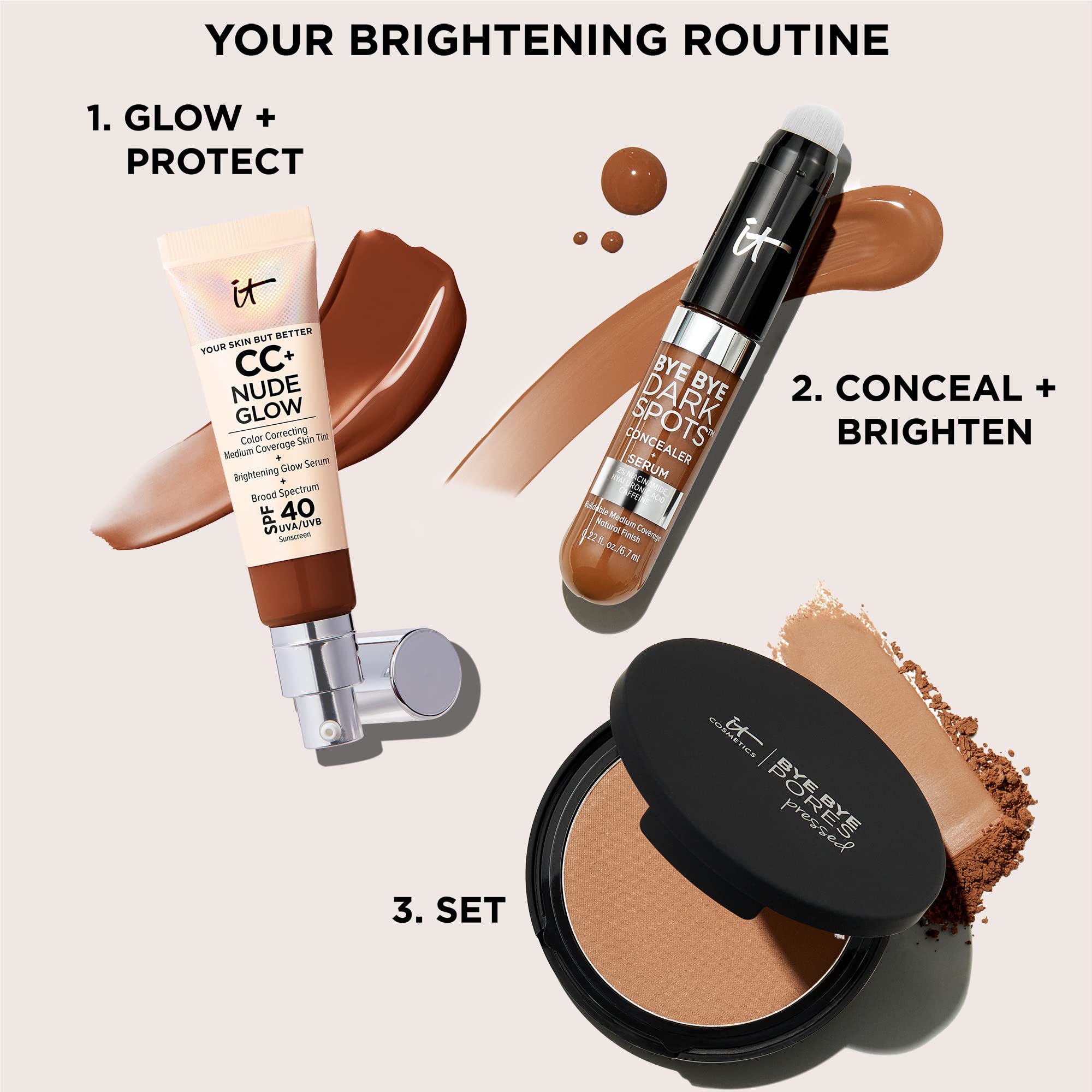 IT Cosmetics Bye Bye Dark Spots eye-area-use closeup shows versatile application near eyes.