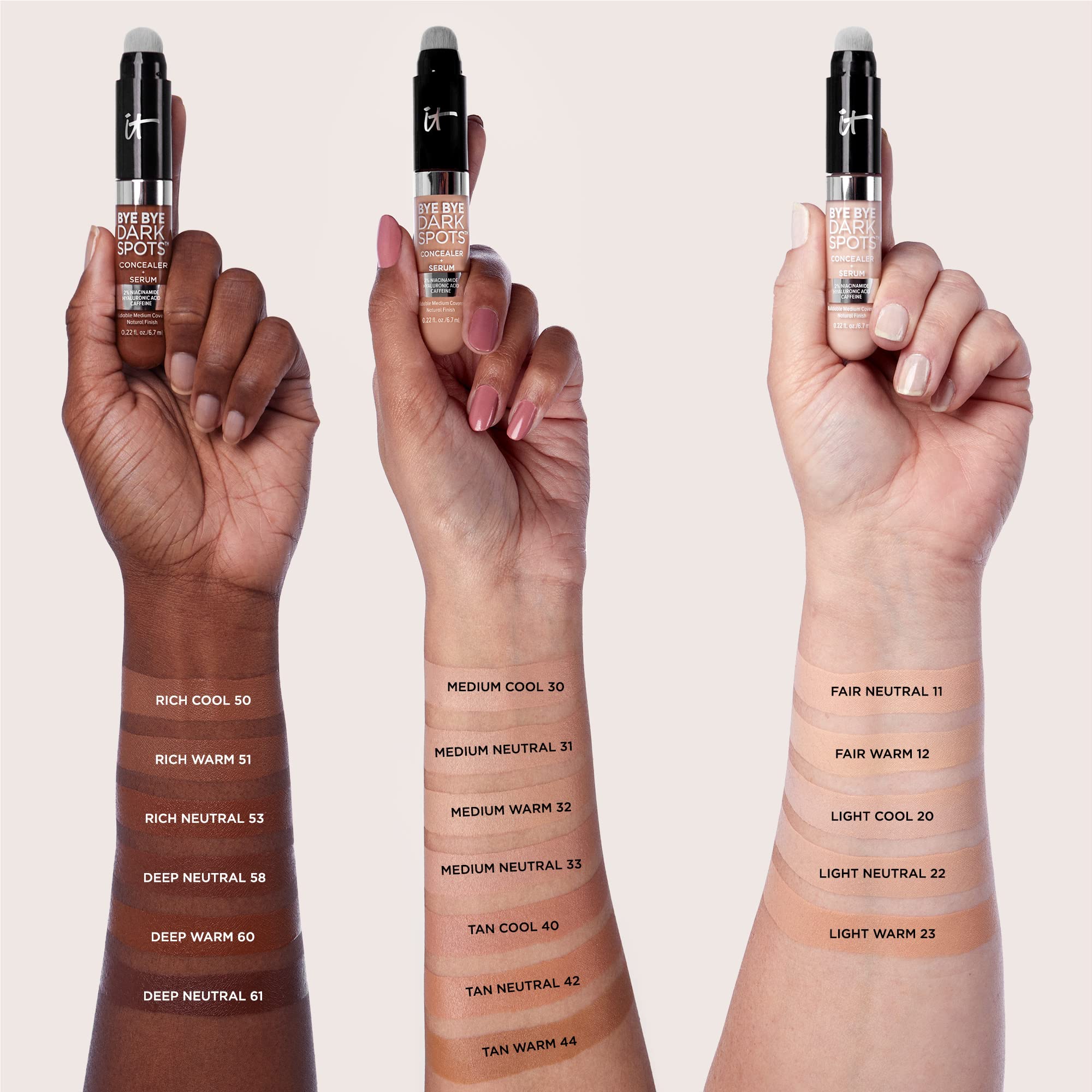 IT Cosmetics Natural-finish concealer blend shows seamless skin-like brightness.