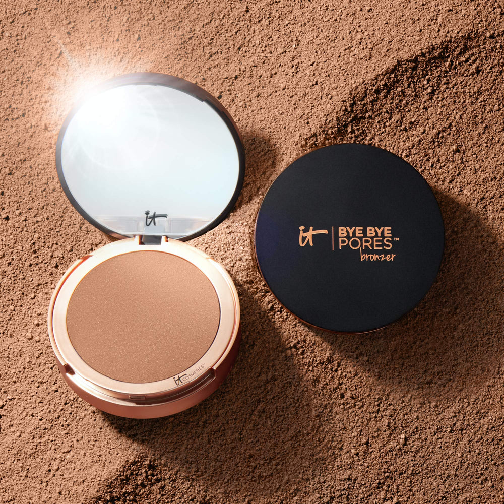 IT Cosmetics bronzer finish adds warm, sun-kissed glow to skin.