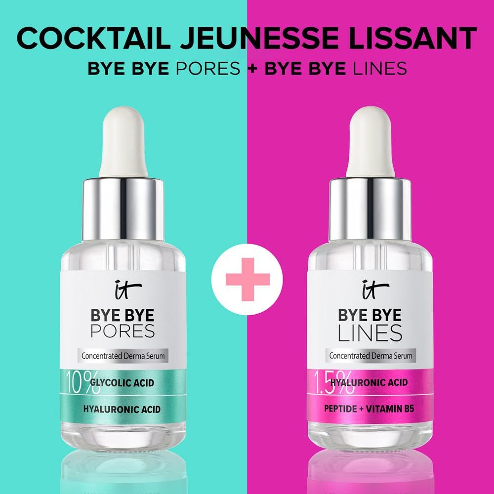 IT Cosmetics Bye Bye Pores sensitive-skin shot emphasizes fragrance-free, allergy-tested formula.