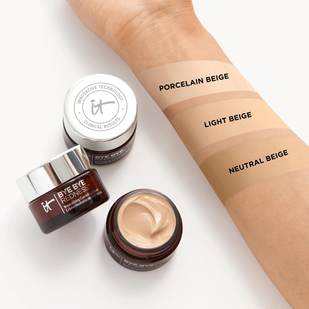 IT Cosmetics Bye Bye Redness brush application demonstrating easy blending on skin.