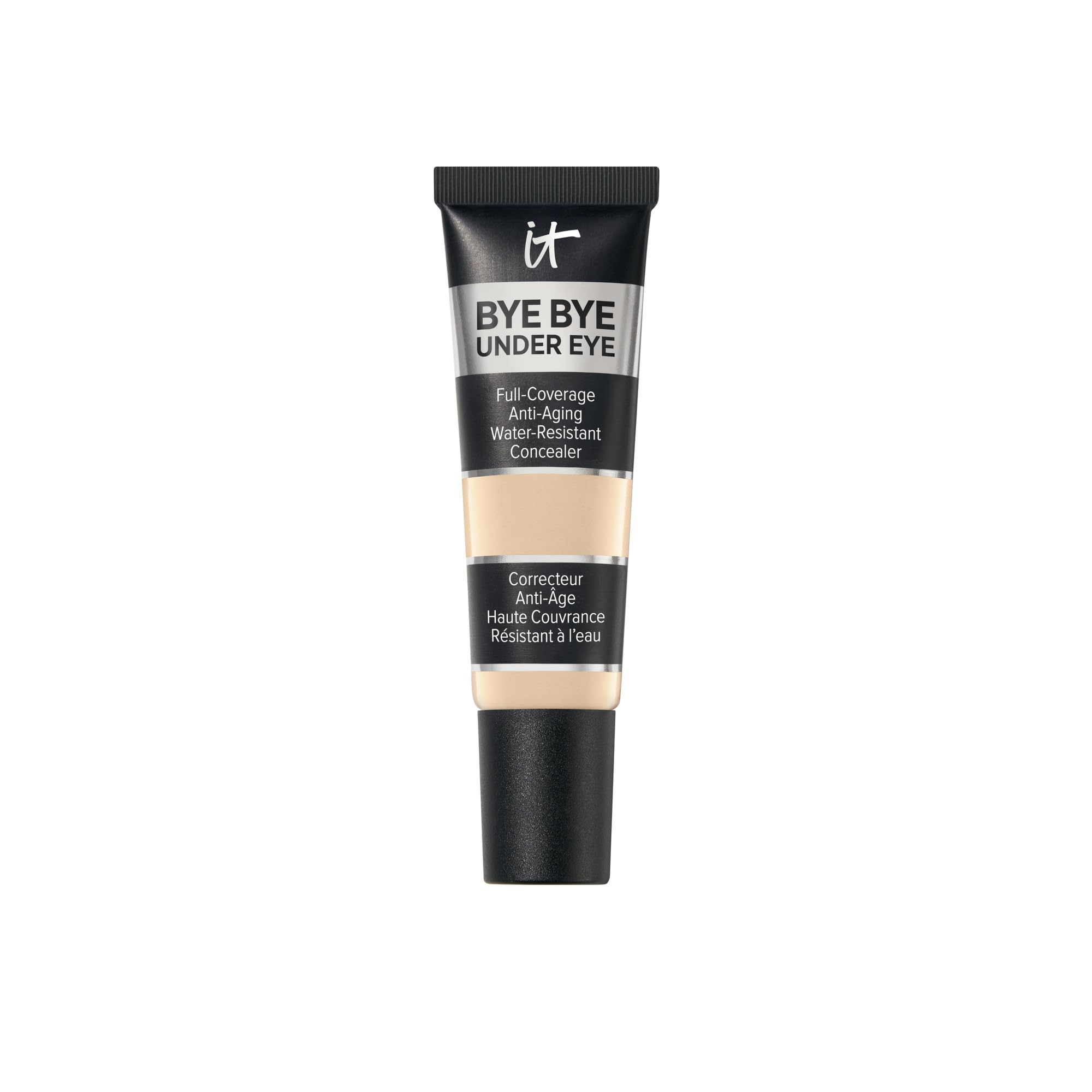 IT Cosmetics Bye Bye Under Eye Concealer Light Nude tube showing full coverage for dark circles.