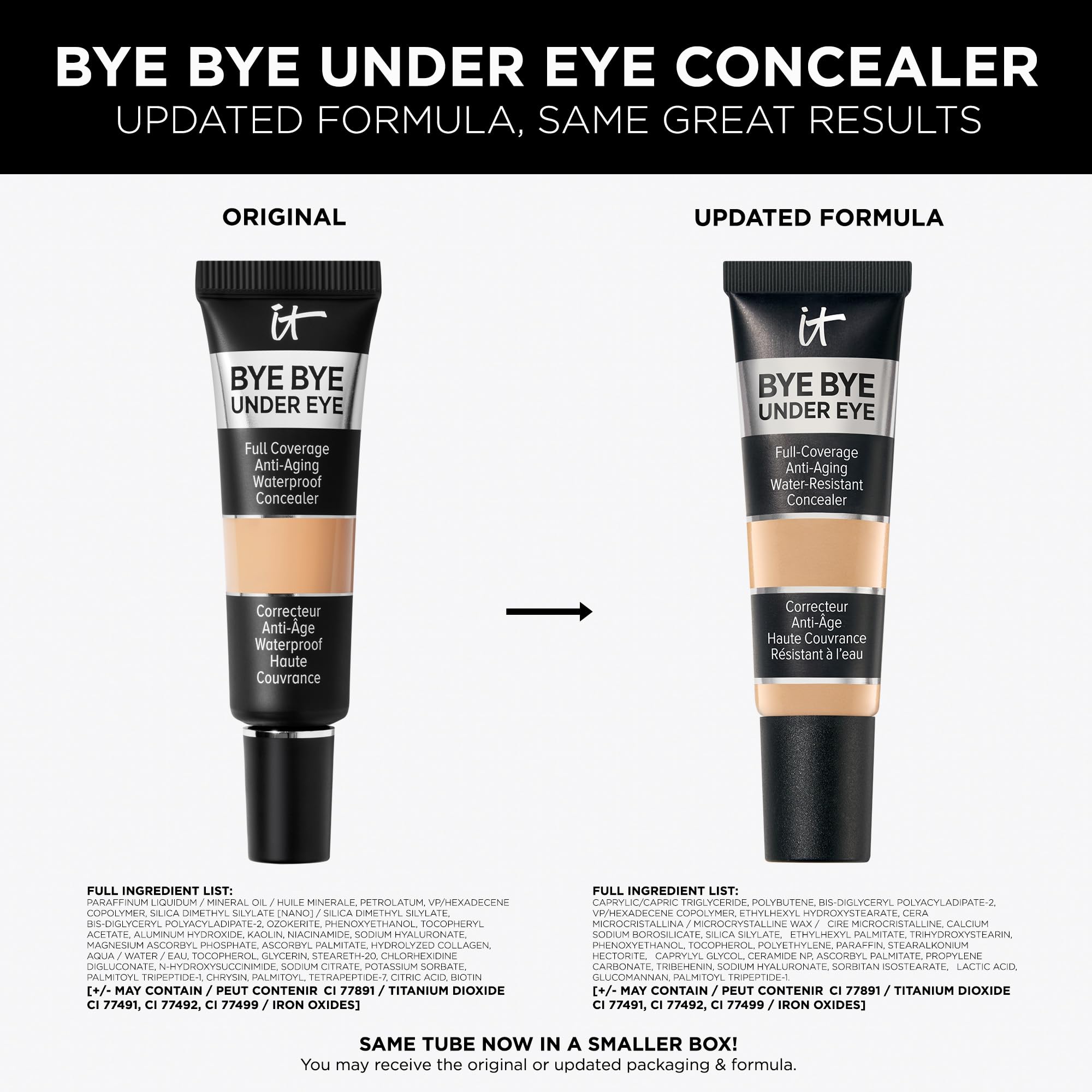 IT Cosmetics Bye Bye Under Eye Concealer Tan Natural touch-up with brush