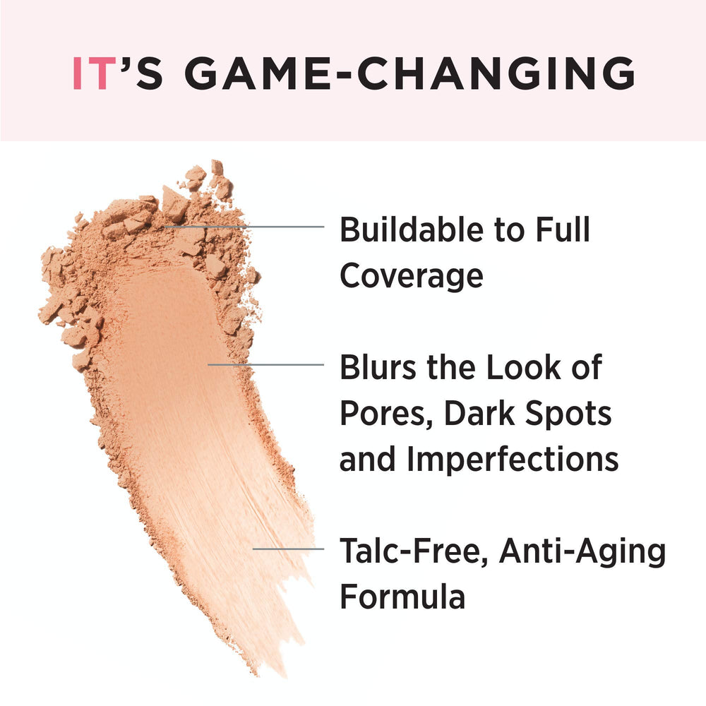 IT Cosmetics CC+ Airbrush Powder with brush application for buildable coverage