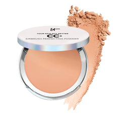 IT Cosmetics CC+ Airbrush Powder compact open showing talc-free finish