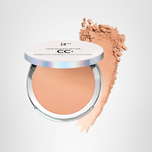 IT Cosmetics CC+ Airbrush Powder finishing shot highlighting refined complexion