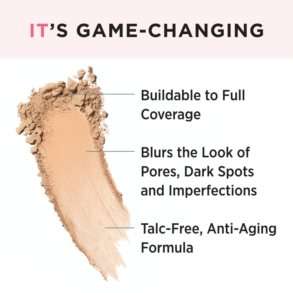 IT Cosmetics CC+ Airbrush Powder swirled on brush for buildable coverage.