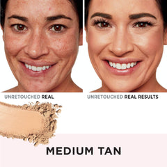 Close-up of IT Cosmetics CC+ Airbrush Powder texture blending into skin.