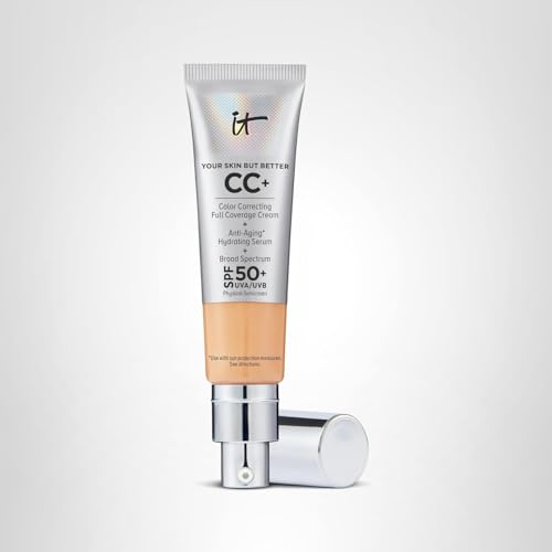 IT Cosmetics CC+ Cream Medium Tan natural finish swatch on skin.