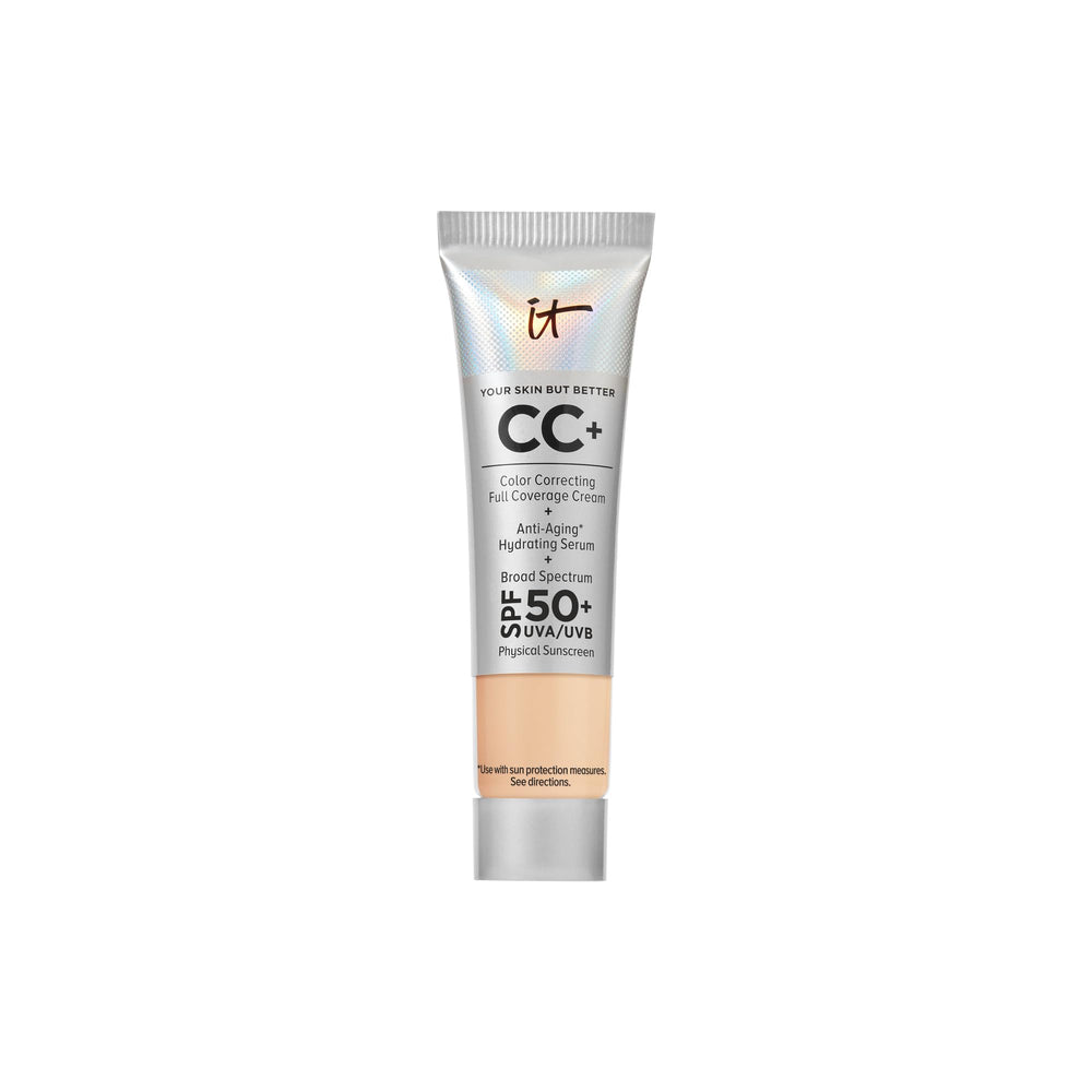 IT Cosmetics CC+ Cream Travel light-medium bottle offers buildable coverage for a natural finish.