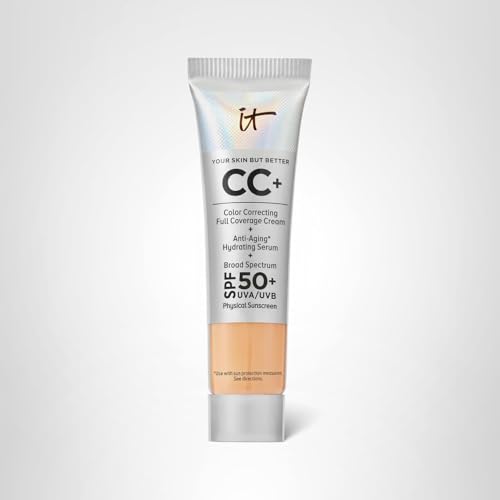 IT Cosmetics CC+ Cream Travel Medium Tan safe for sensitive skin with dermatologist-tested SPF