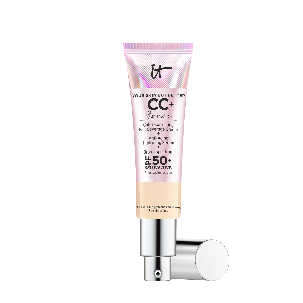 IT Cosmetics CC+ Cream Illumination Light bottle delivering radiant coverage with SPF 50+.