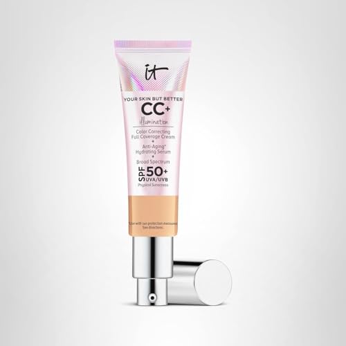 IT Cosmetics CC+ Illumination full-face try-on reveals radiant, even complexion.