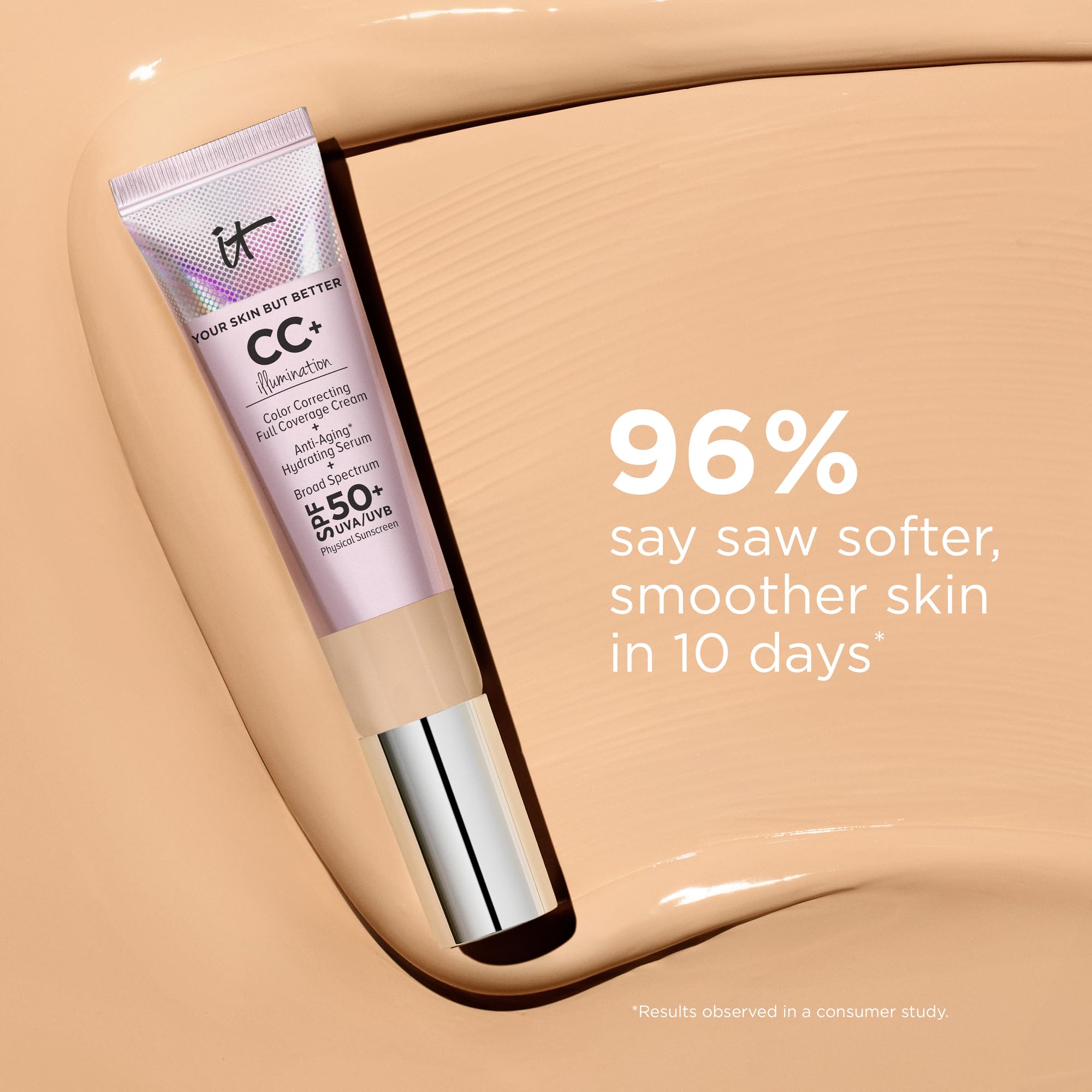 IT Cosmetics CC+ Illumination creamy texture shown for easy layering.