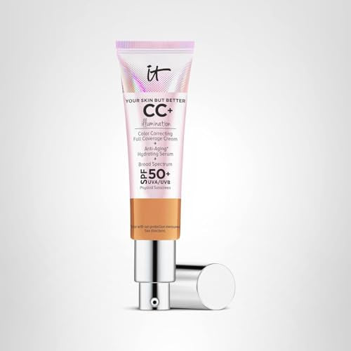 Packaging close-up of IT Cosmetics CC+ Illumination Tan compact.
