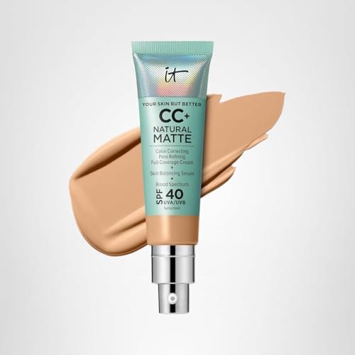 IT Cosmetics CC+ Natural Matte swatch demonstrates 16-hour shine control