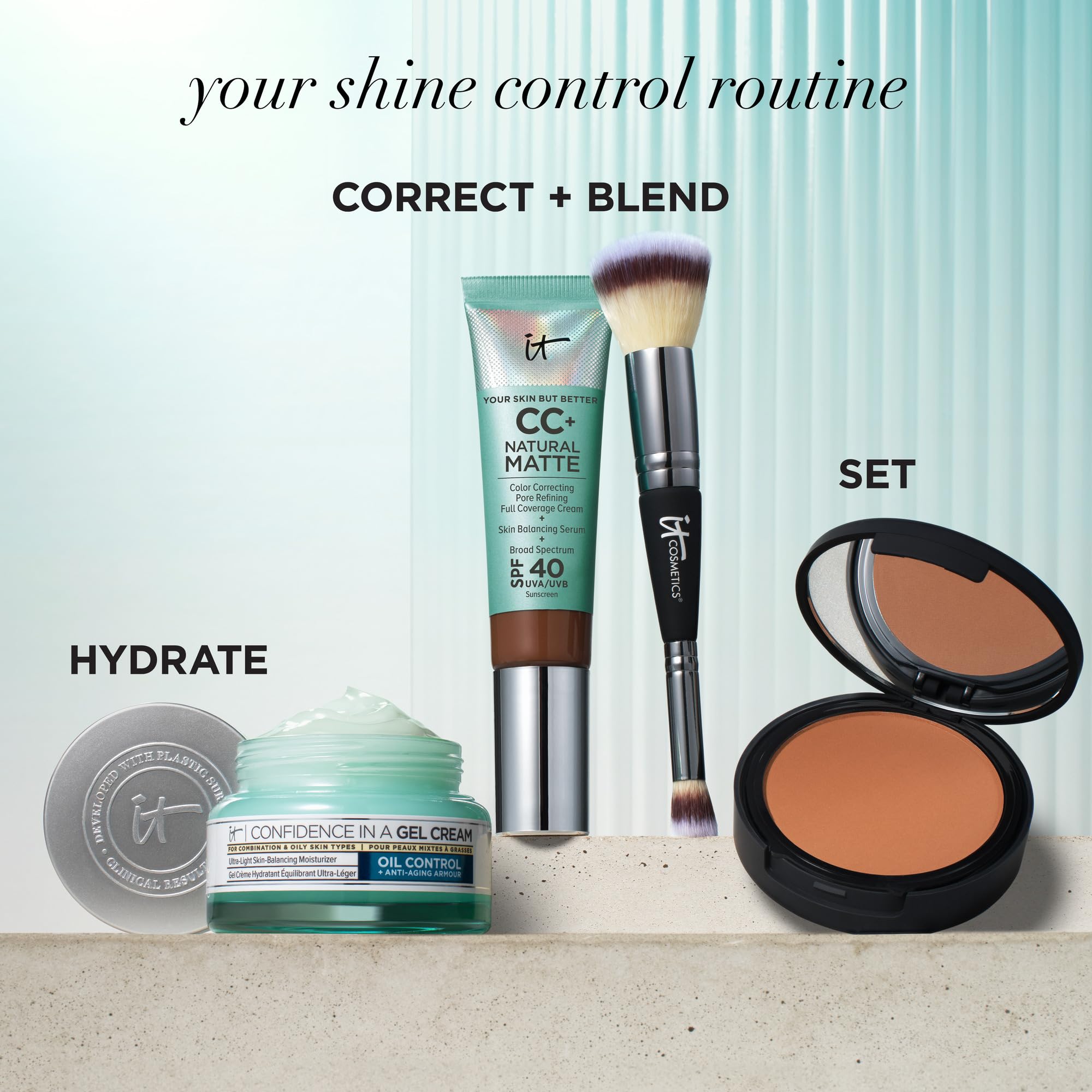 IT Cosmetics CC+ Natural Matte before-after benefits: pore-blur, color correction