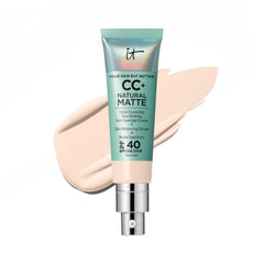 IT Cosmetics CC+ Natural Matte packaging shows shade Fair Porcelain for oil-control foundation