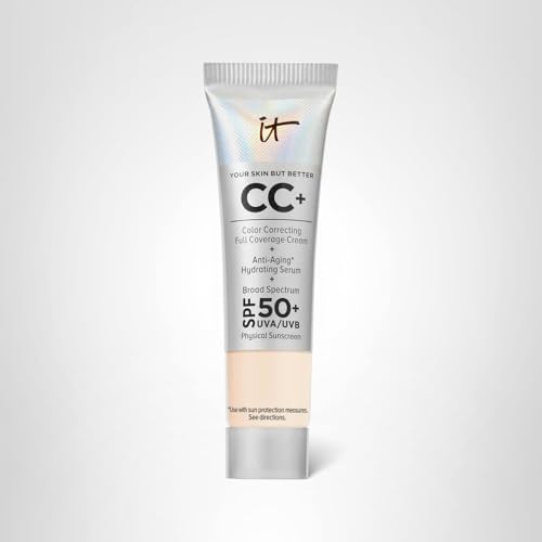 IT Cosmetics CC+ Cream Travel Fair Light is dermatologist-tested and travel-friendly in a compact.