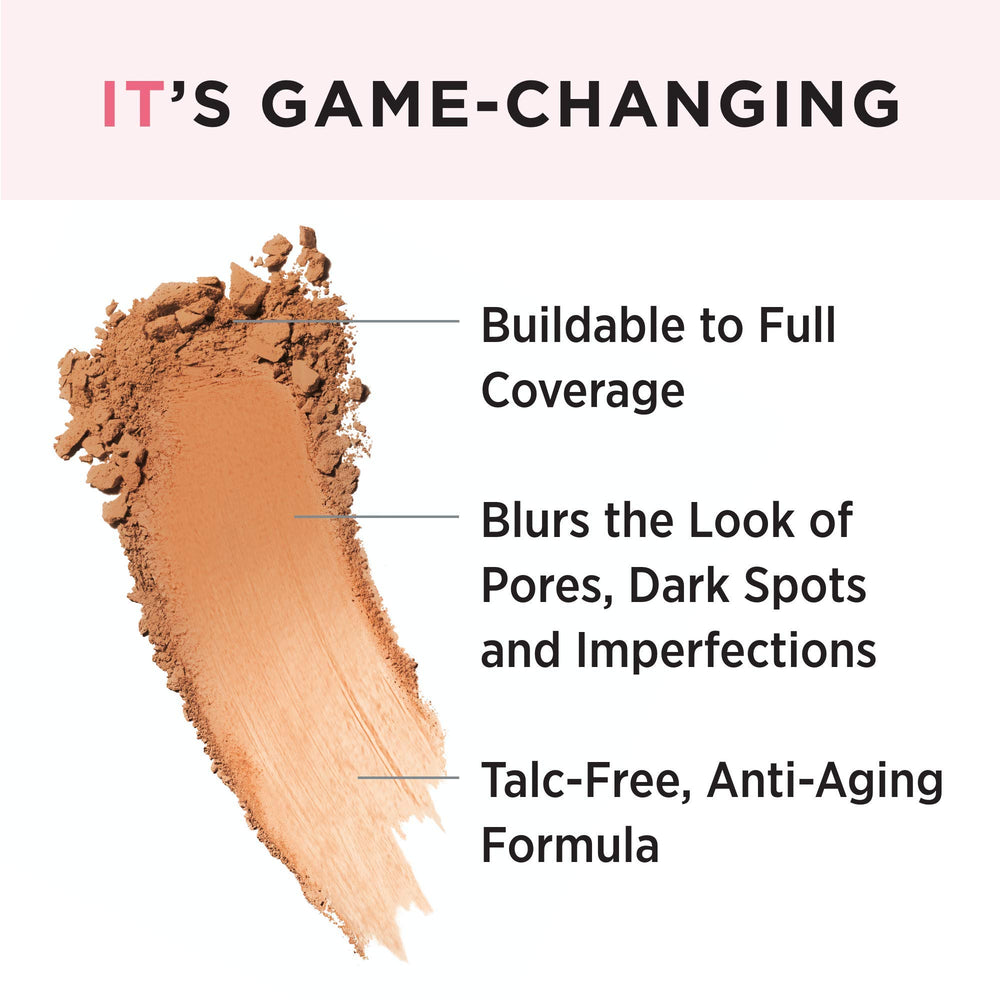 IT Cosmetics CC+ application brush demo highlights skin-softening finish and buildable coverage