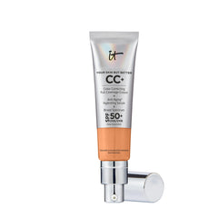 IT Cosmetics CC+ Cream Tan Cool packaging shows a pump bottle for easy daily coverage.
