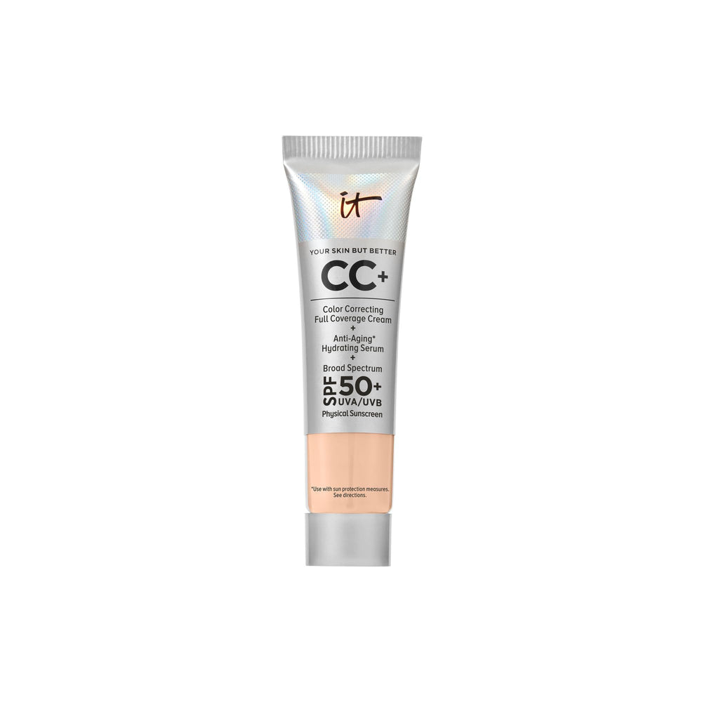 IT Cosmetics CC+ Cream Travel bottle front shows hydrating full-coverage skincare makeup.