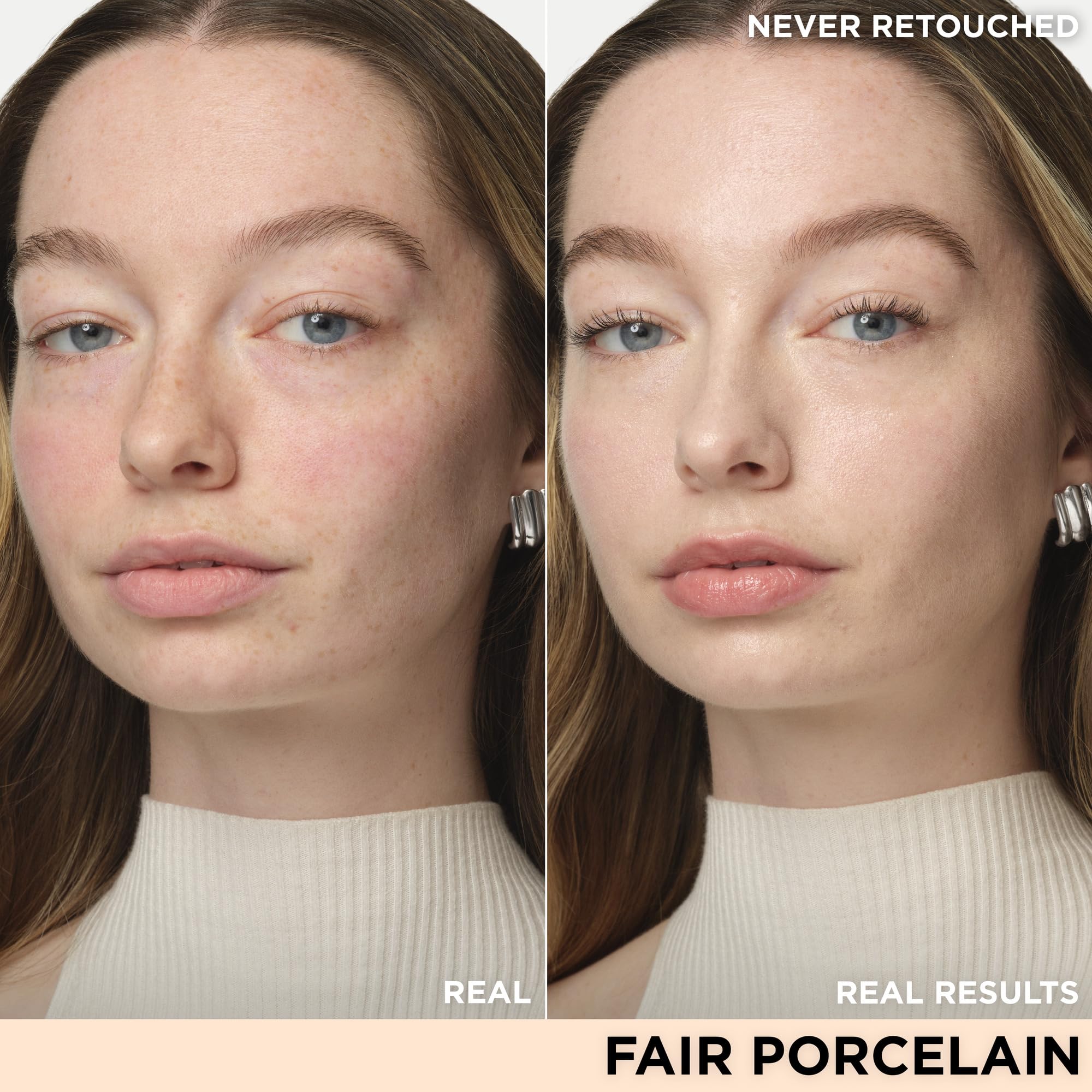 IT Cosmetics CC+ Nude Glow fair-porcelain swatch shows natural glow