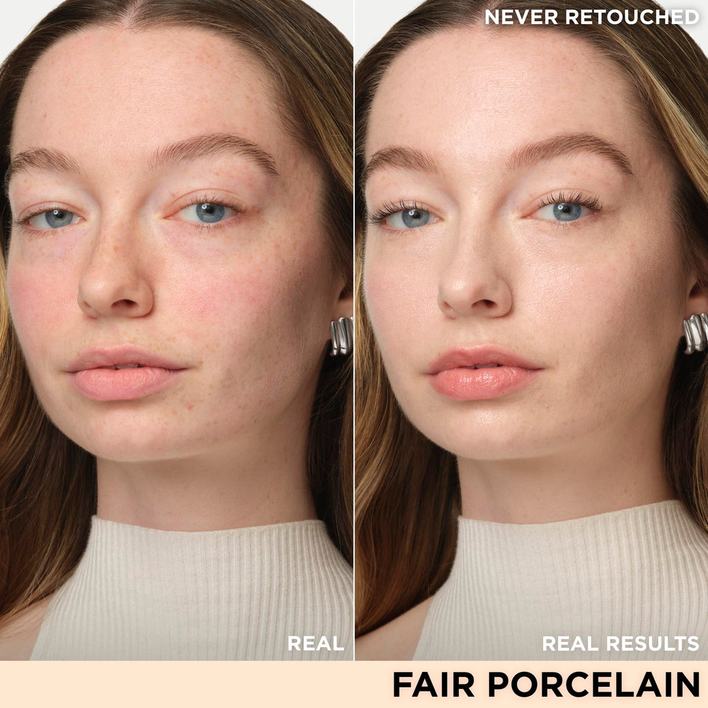 IT Cosmetics CC+ Nude Glow fair-porcelain swatch shows natural glow