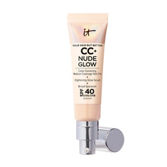 IT Cosmetics CC+ Nude Glow Light bottle close-up highlighting SPF 40 protection