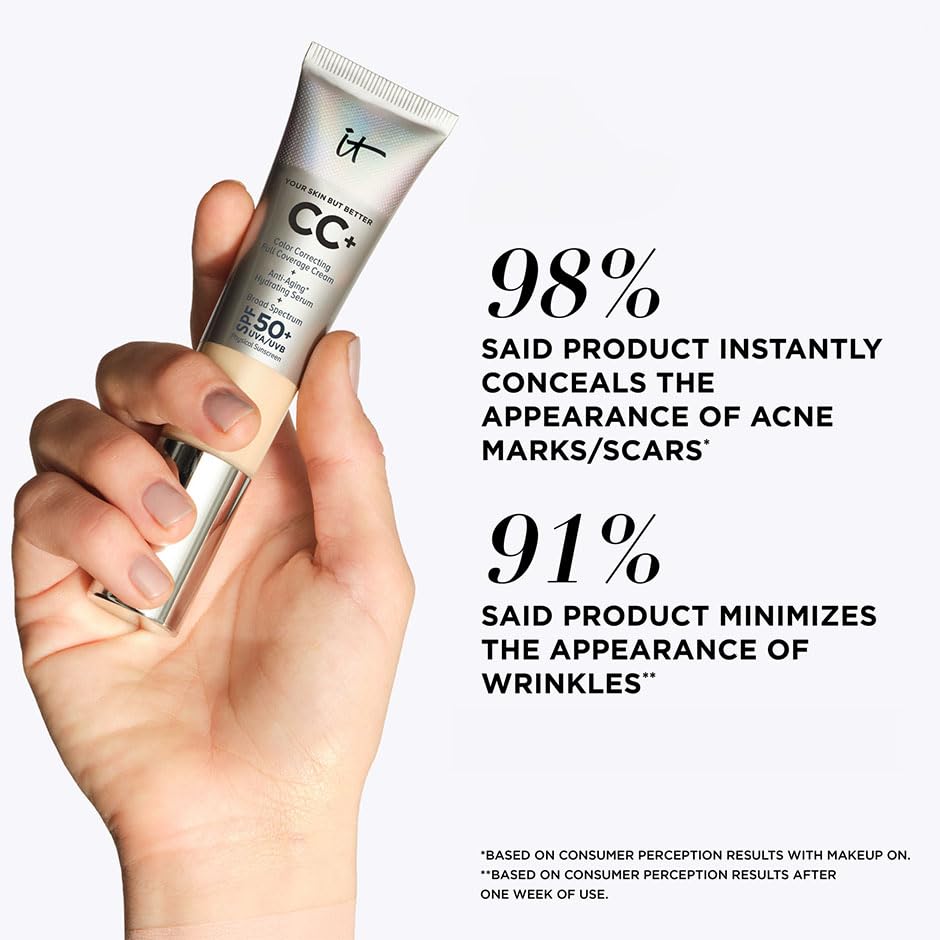 IT Cosmetics CC+ Cream SPF 50+ protection label on bottle