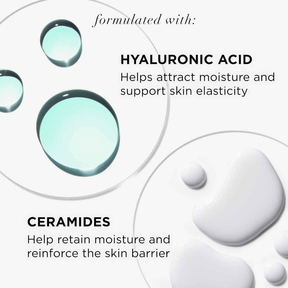 Ceramides and hyaluronic acid swirl in IT Cosmetics Confidence in a Cleanser for moisture retention and plumpness