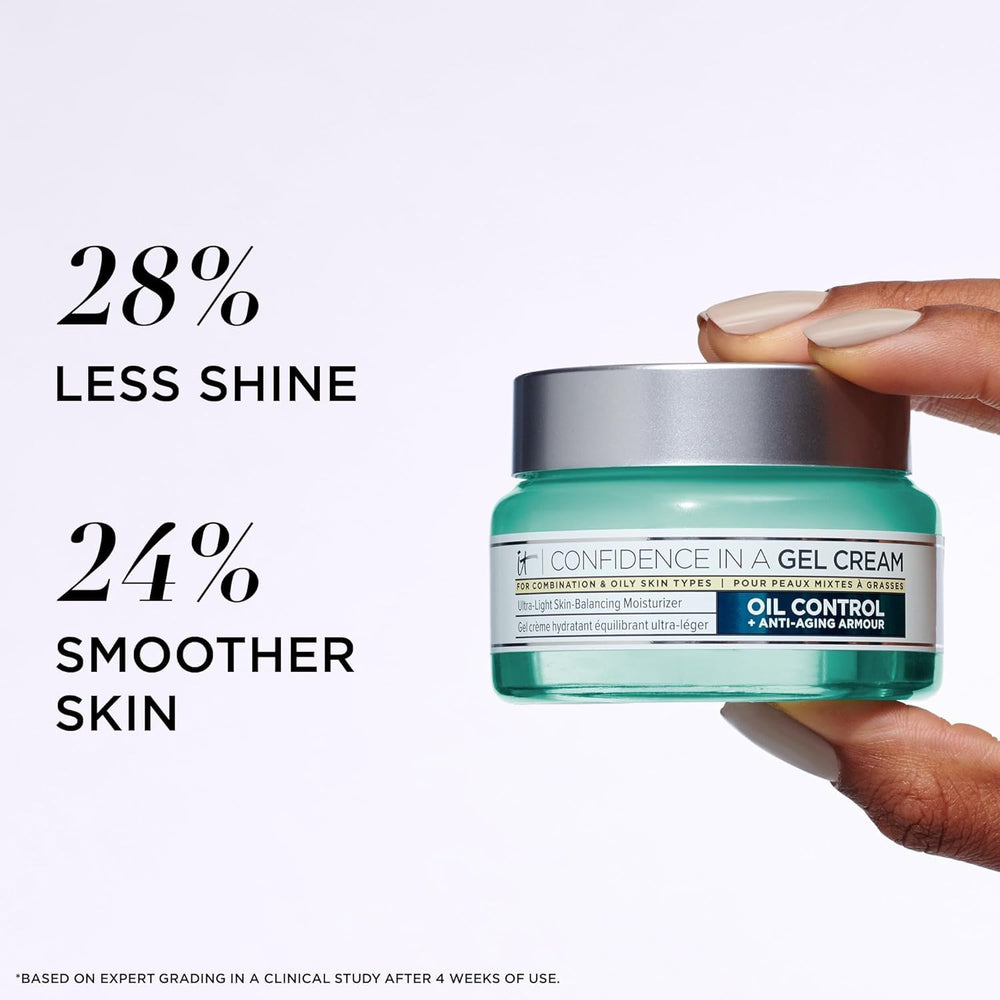 IT Cosmetics Confidence in a Gel Cream evening use supports pore-smoothing and oil control